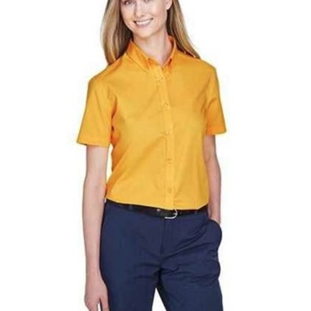 Core365 Women's Optimum Short Sleeve Twill Shirt sz XL Campus Gold